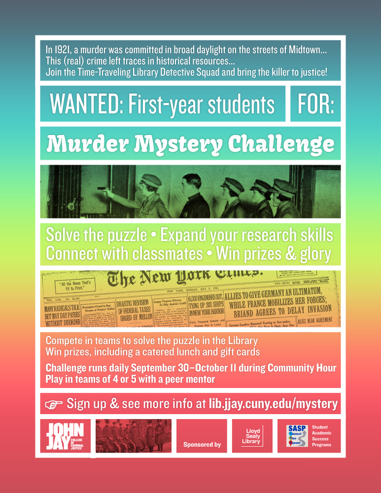 Lloyd Sealy Library Murder Mystery Challenge