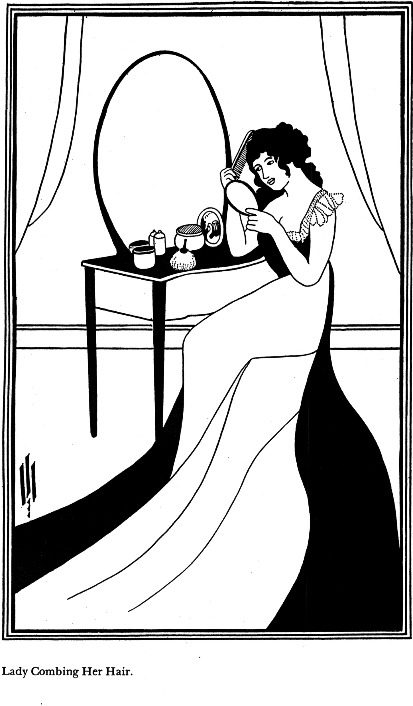 aubrey beardsley: lady combing her hair