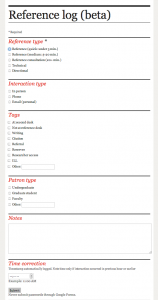 Google web form - reference log