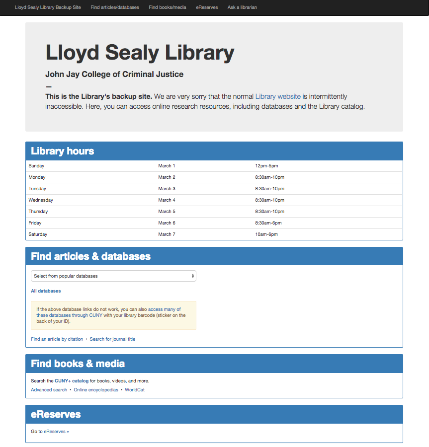 library backup site screenshot