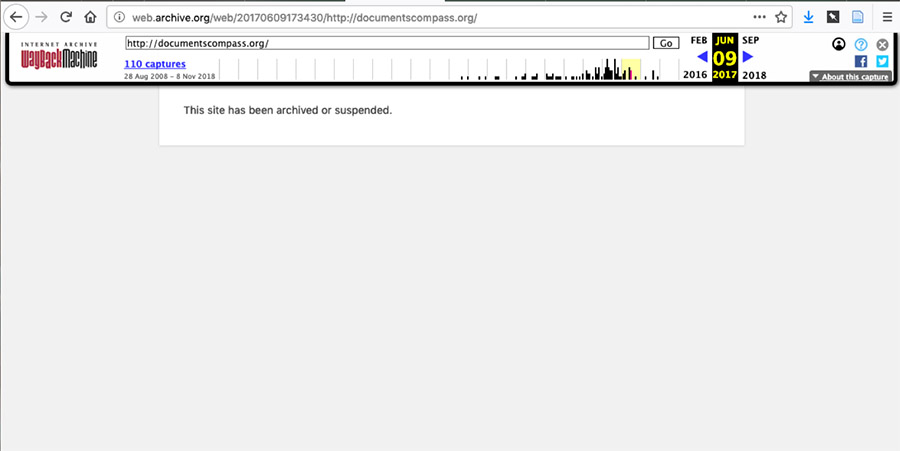 Blank screen with the title, The site has been archived or suspended