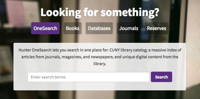 Onesearch, Books, Databases, Journals